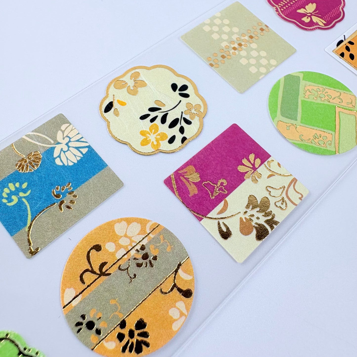 Japonské dekorativní samolepky Washi Made in Japan – zlatá ražba