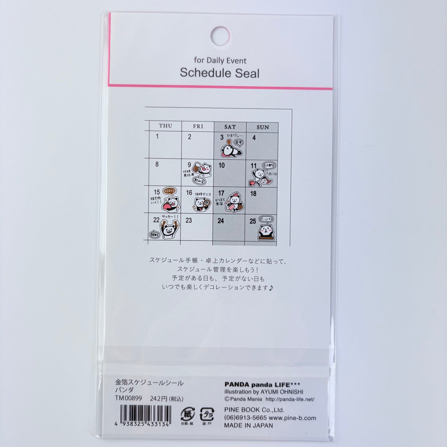 Samolepky do diáře Panda Life – panda, zlaté detaily, made in Japan