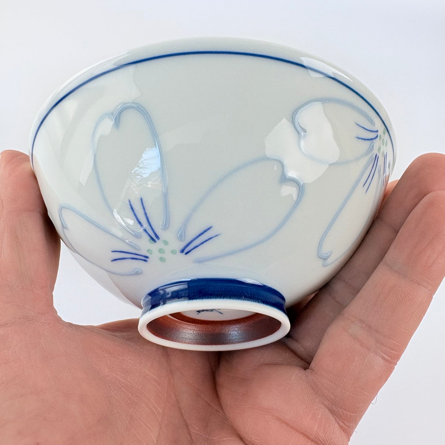 Hasami-yaki miska 12 cm – modrý květ