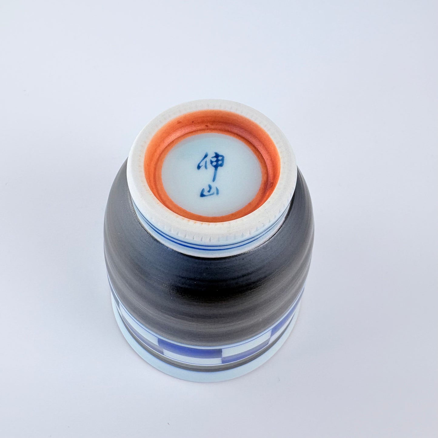 Japonský šálek na čaj Hasami ware Ichimatsu – modrá šachovnice / Made in Japan