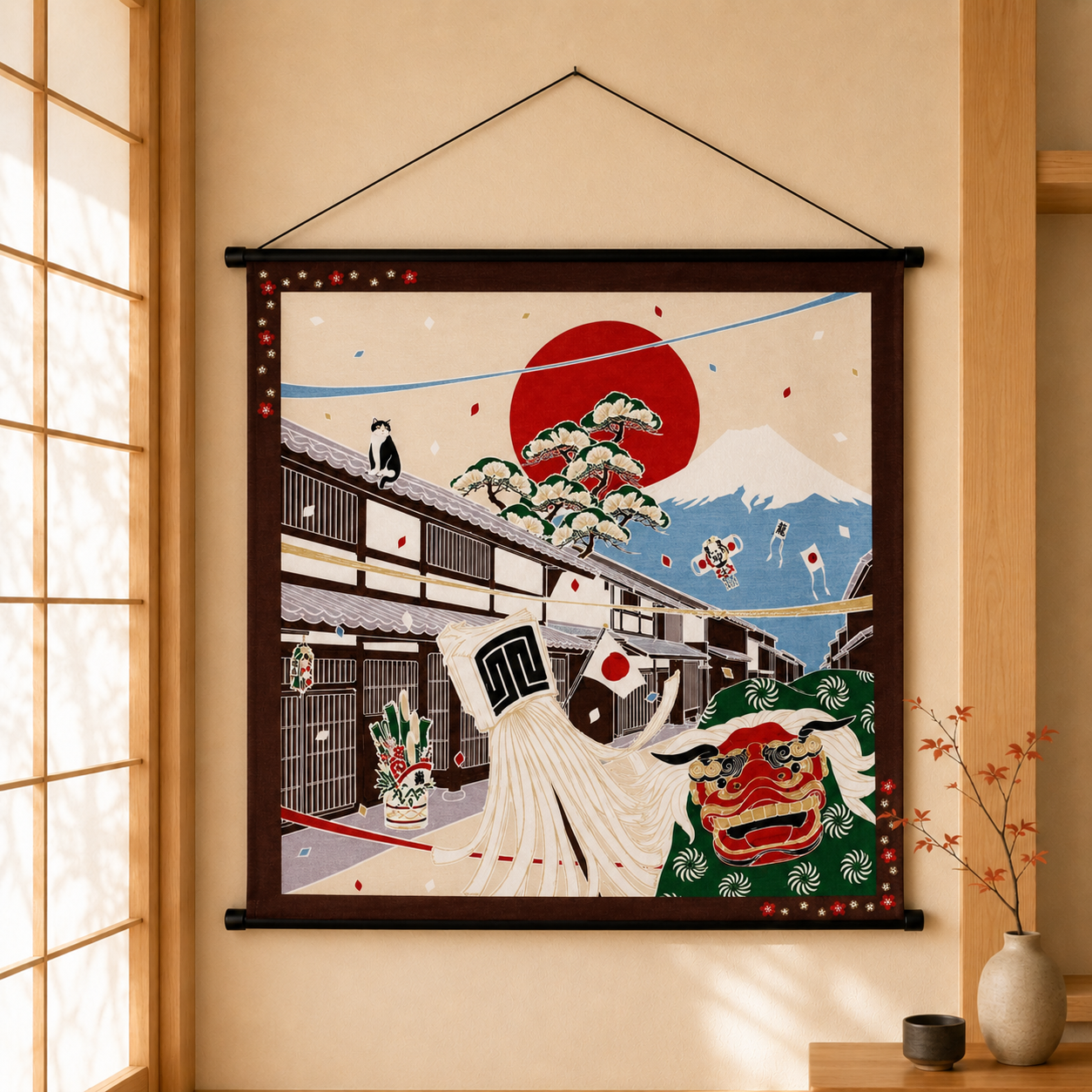 Furoshiki Kočka – leden 50 × 50 cm / Made in Japan