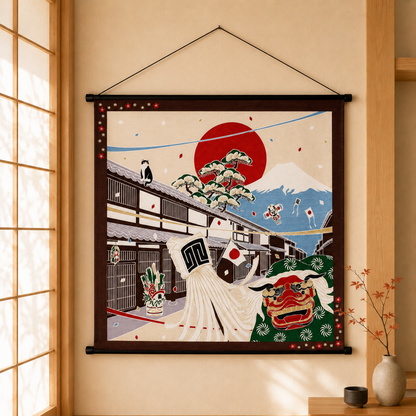 Furoshiki Kočka – leden 50 × 50 cm / Made in Japan