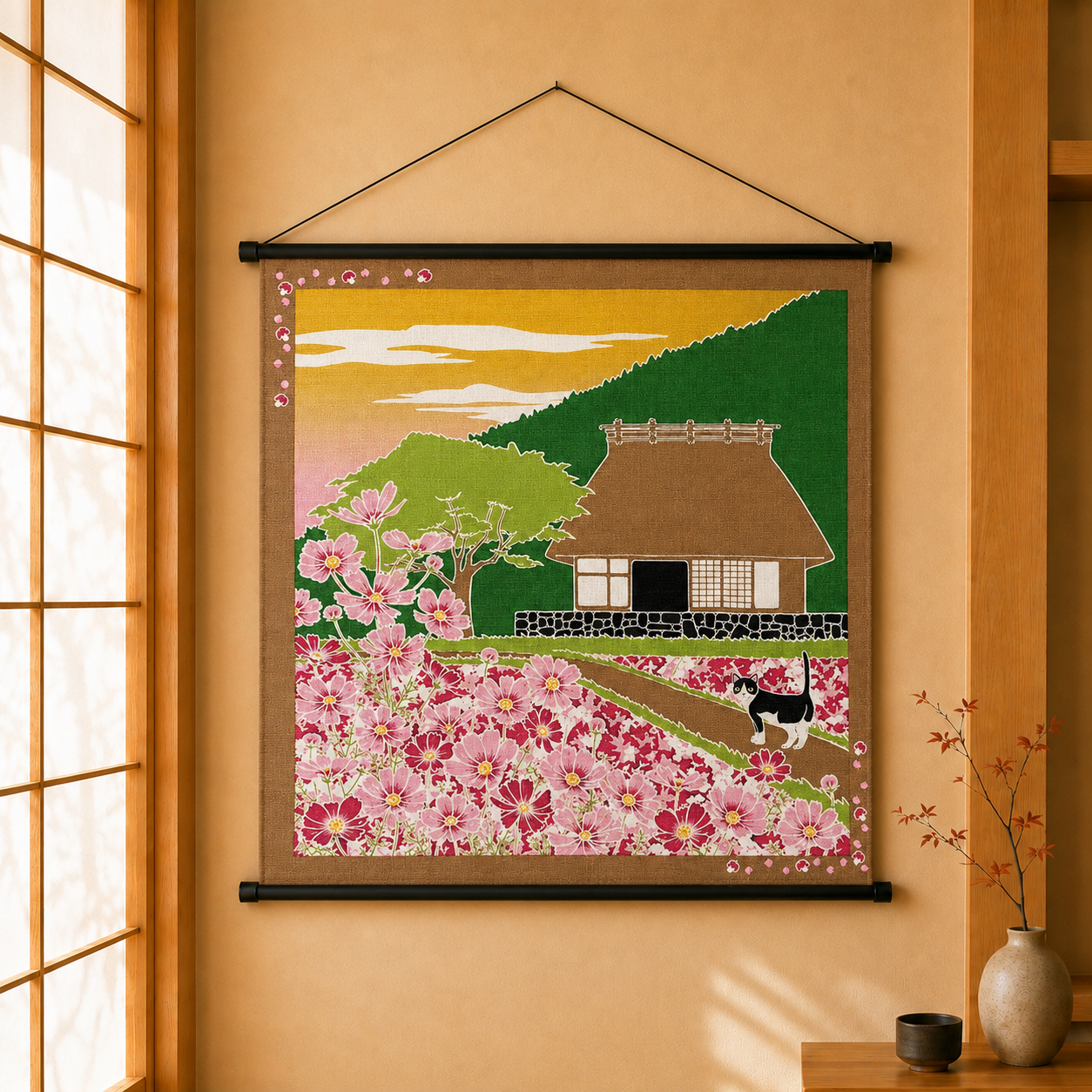 Furoshiki Kočka – září 50 × 50 cm / Made in Japan