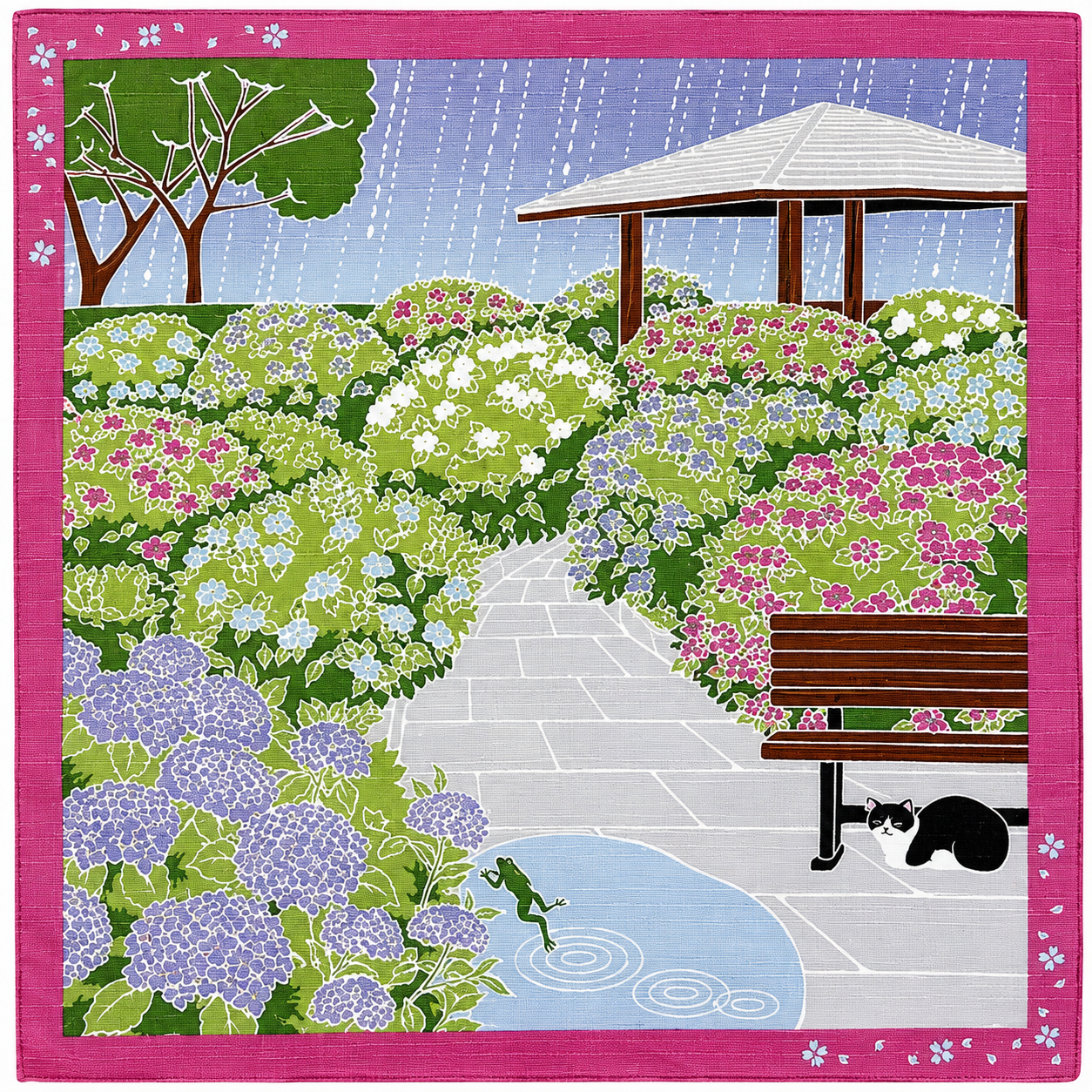 Furoshiki Kočka – červen 50 × 50 cm / Made in Japan