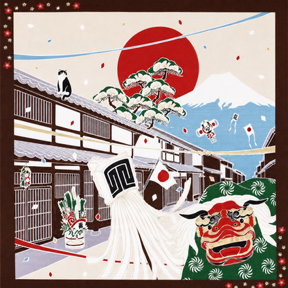 Furoshiki Kočka – leden 50 × 50 cm / Made in Japan