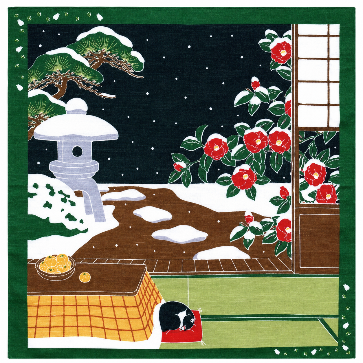 Furoshiki Kočka - prosinec 50 × 50 cm / Made in Japan