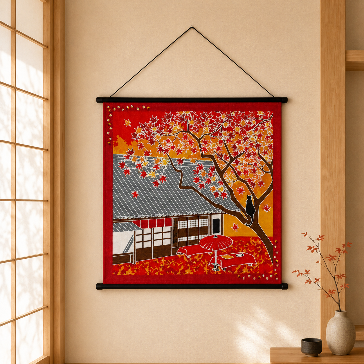 Furoshiki Kočka – listopad 50 × 50 cm / Made in Japan