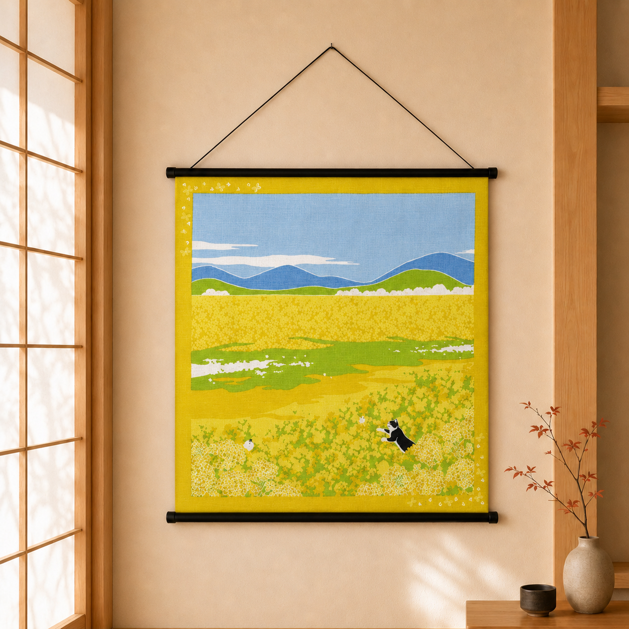 Furoshiki Kočka – březen 50 × 50 cm / Made in Japan