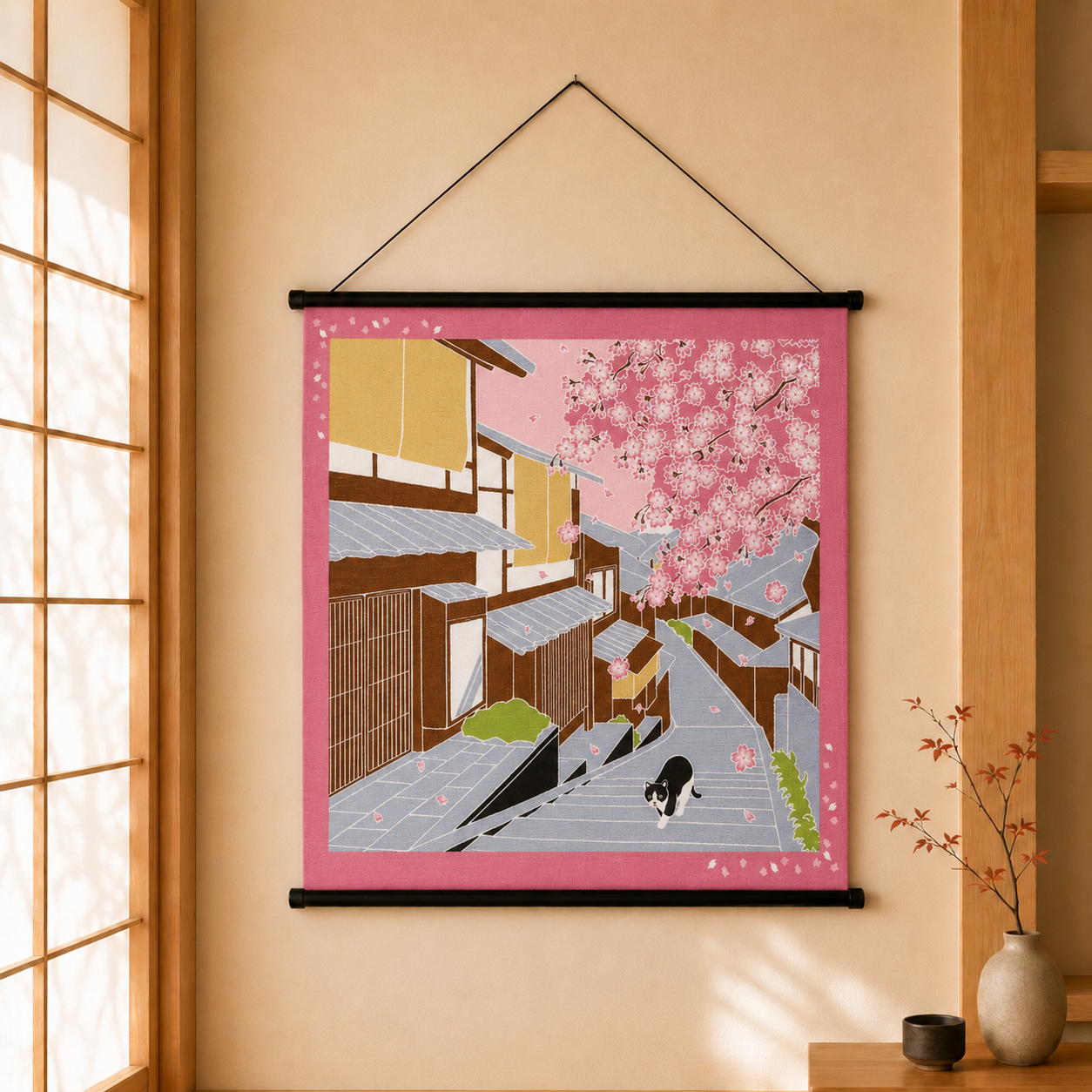 Furoshiki Kočka – duben 50 × 50 cm / Made in Japan