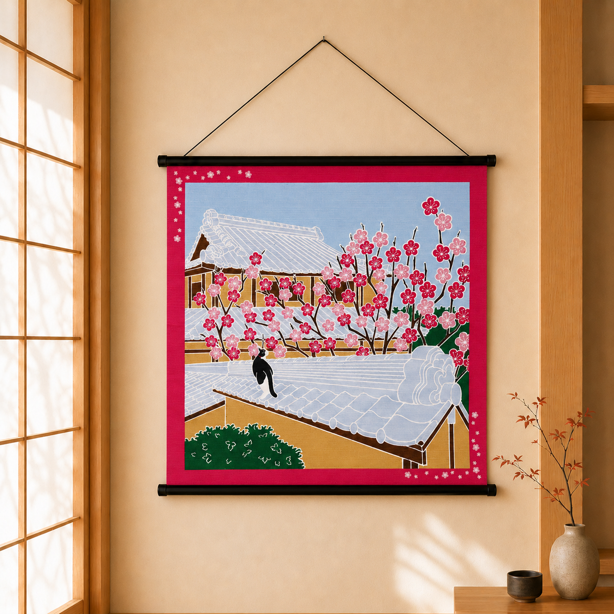 Furoshiki Kočka – únor 50 × 50 cm / Made in Japan