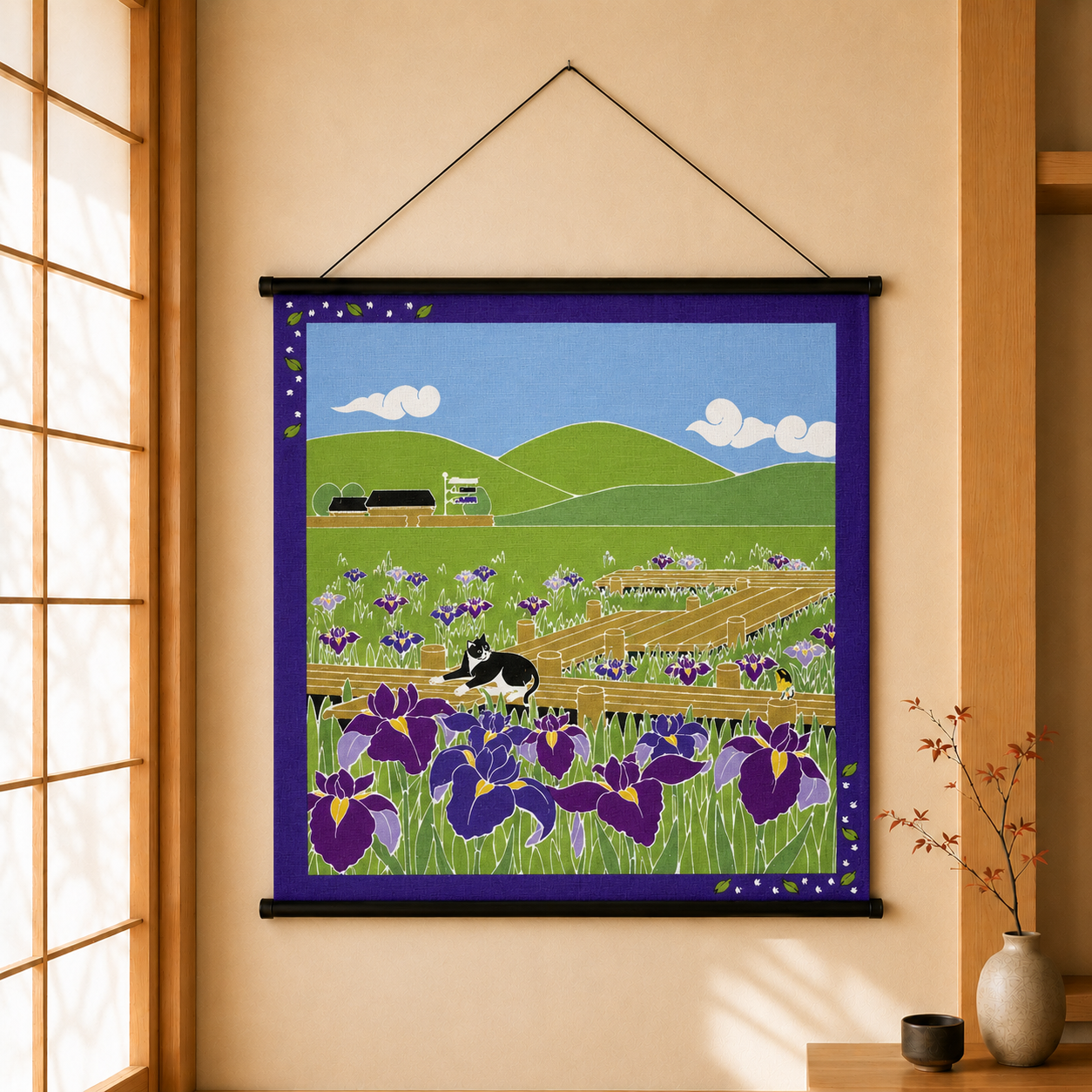 Furoshiki Kočka – květen 50 × 50 cm / Made in Japan