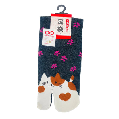 Tabi ponožky – Kočka & sakura | Made in Japan
