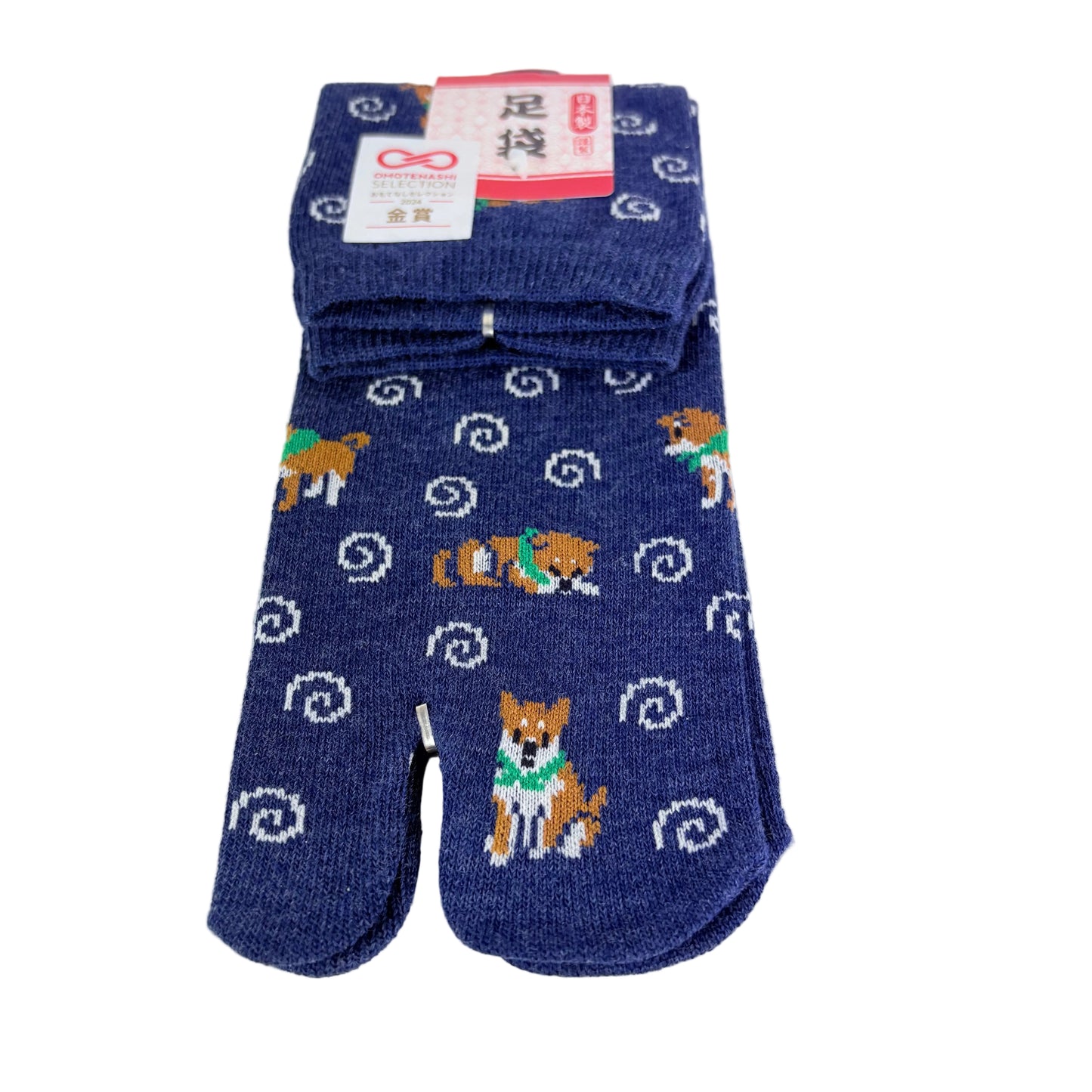 Tabi ponožky – Shiba Inu & spirály | 22–25 cm | Made in Japan