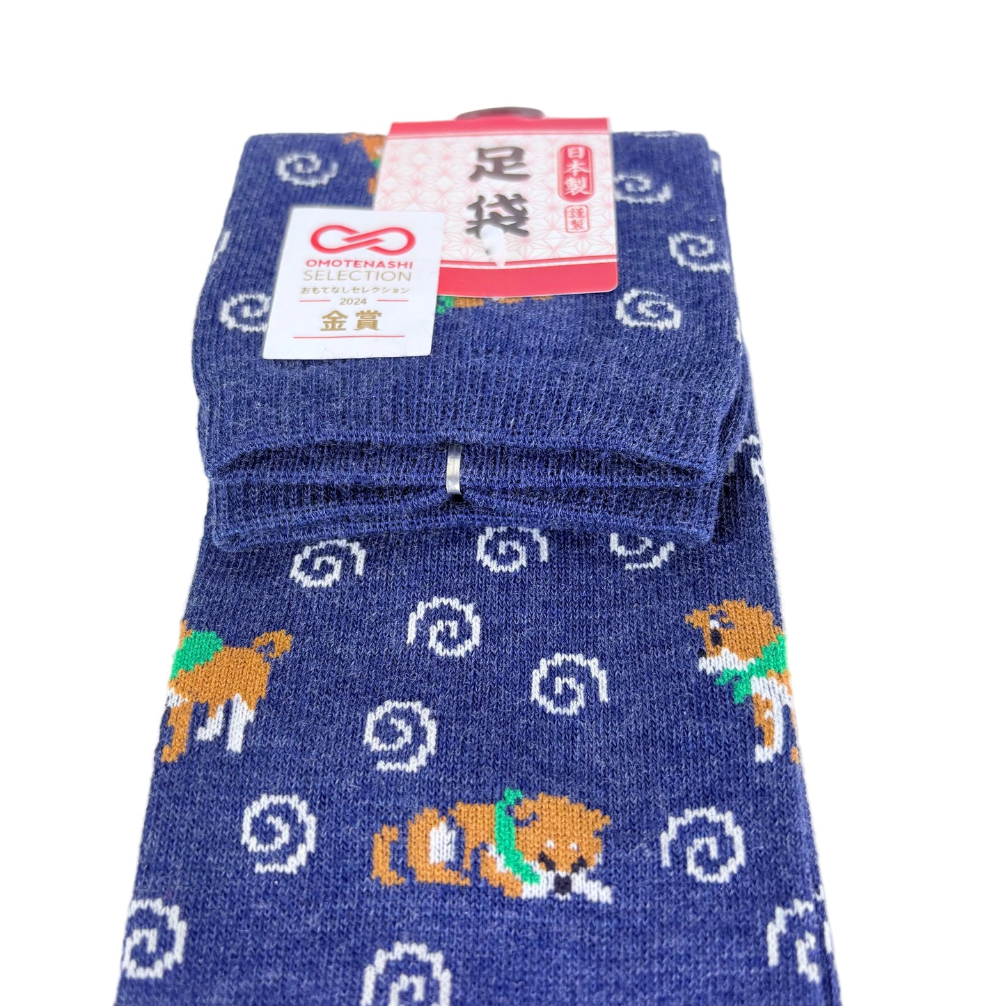 Tabi ponožky – Shiba Inu & spirály | 22–25 cm | Made in Japan