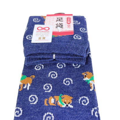 Tabi ponožky – Shiba Inu & spirály | 22–25 cm | Made in Japan