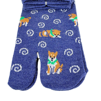 Tabi ponožky – Shiba Inu & spirály | 22–25 cm | Made in Japan