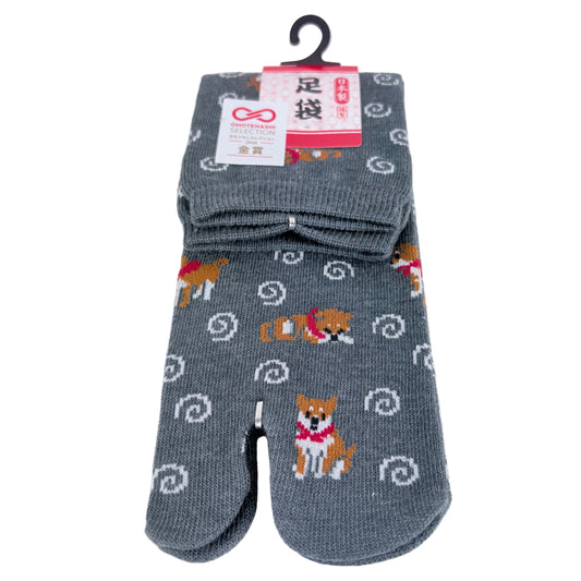 Tabi ponožky – Shiba Inu & spirály | 22–25 cm | Made in Japan