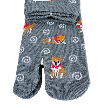 Tabi ponožky – Shiba Inu & spirály | 22–25 cm | Made in Japan