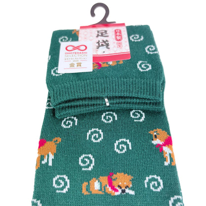 Tabi ponožky – Shiba Inu & spirály | 22–25 cm | Made in Japan