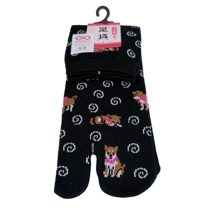 Tabi ponožky – Shiba Inu & spirály | 22–25 cm | Made in Japan