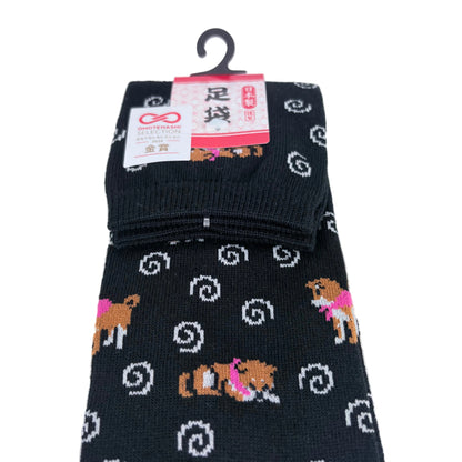 Tabi ponožky – Shiba Inu & spirály | 22–25 cm | Made in Japan