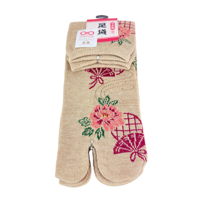 Tabi ponožky – Květiny & vějíř | 22–25 cm | Made in Japan