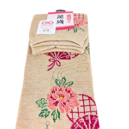 Tabi ponožky – Květiny & vějíř | 22–25 cm | Made in Japan