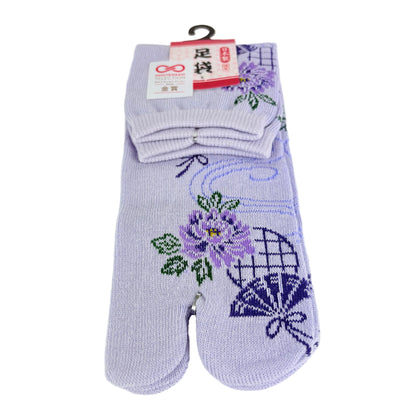 Tabi ponožky – Květiny & vějíř | 22–25 cm | Made in Japan
