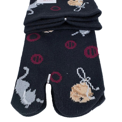 Tabi ponožky – Kočky & puntíky | 23–25 cm | Made in Japan