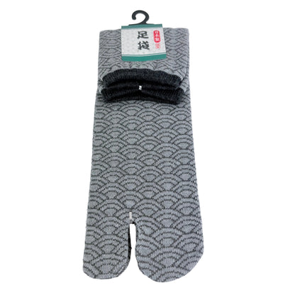 Tabi ponožky – Seigaiha šedá | 25–27 cm | Made in Japan