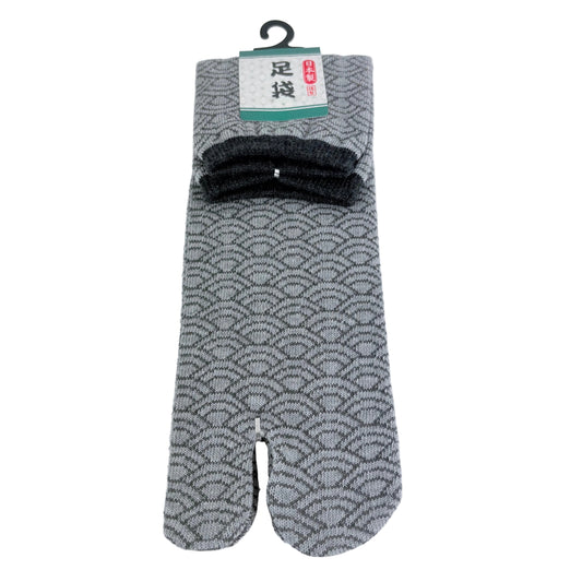 Tabi ponožky – Seigaiha šedá | 25–27 cm | Made in Japan
