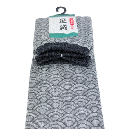Tabi ponožky – Seigaiha šedá | 25–27 cm | Made in Japan