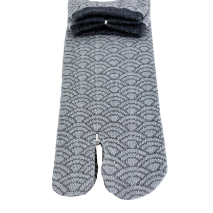 Tabi ponožky – Seigaiha šedá | 25–27 cm | Made in Japan