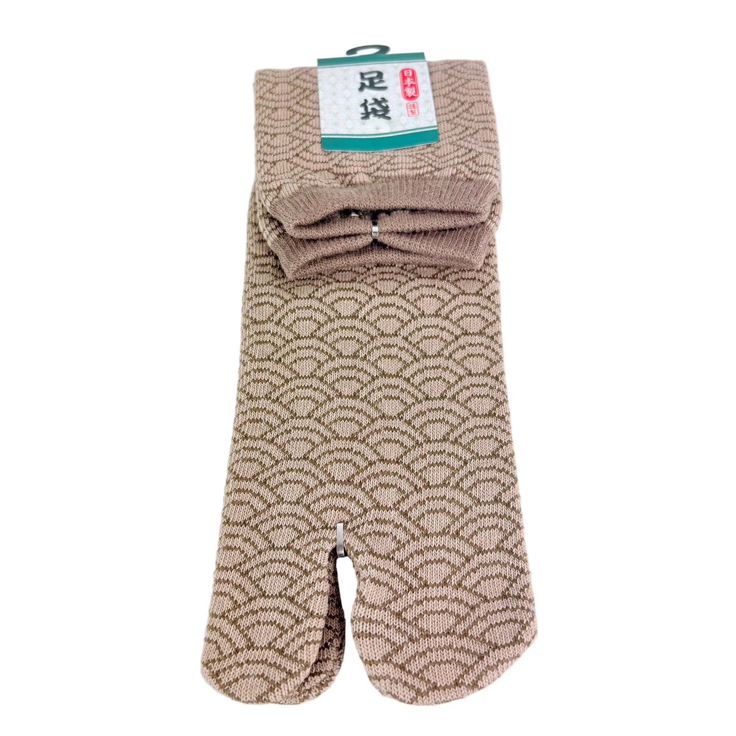 Tabi ponožky – Seigaiha béžová | 25–27 cm | Made in Japan