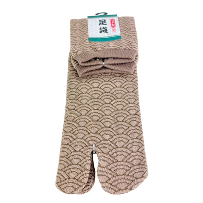 Tabi ponožky – Seigaiha béžová | 25–27 cm | Made in Japan