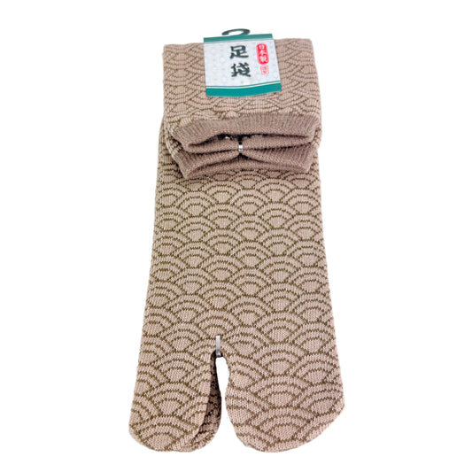 Tabi ponožky – Seigaiha béžová | 25–27 cm | Made in Japan