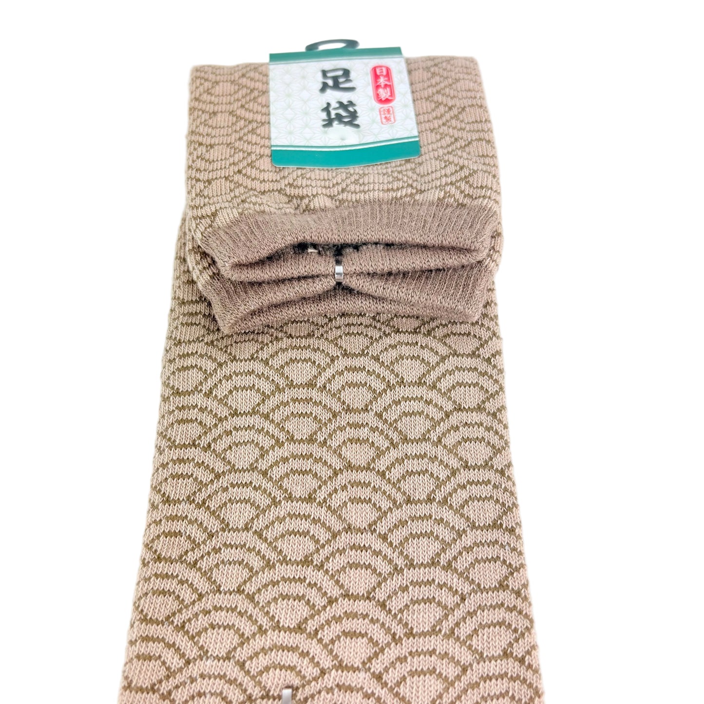 Tabi ponožky – Seigaiha béžová | 25–27 cm | Made in Japan