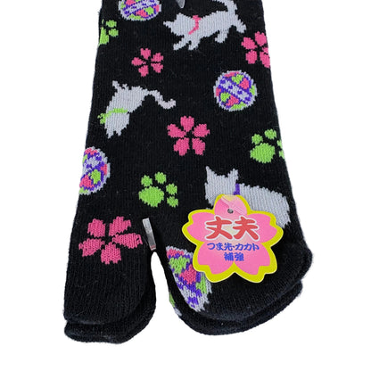 Dětské Tabi ponožky – Lucky Cat & Sakura | nízký střih | 5 barev | Japonský design