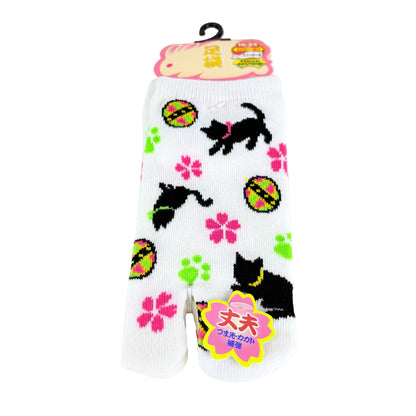 Dětské Tabi ponožky – Lucky Cat & Sakura | nízký střih | 5 barev | Japonský design