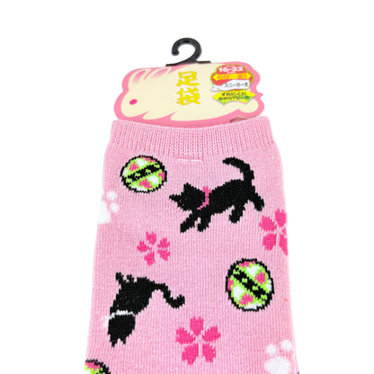 Dětské Tabi ponožky – Lucky Cat & Sakura | nízký střih | 5 barev | Japonský design