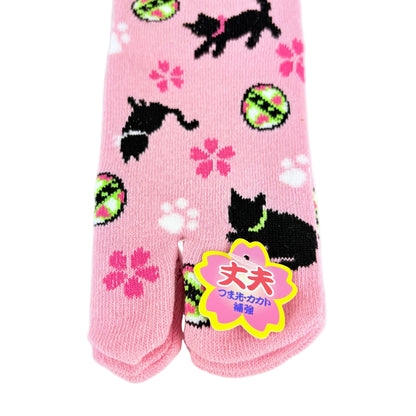Dětské Tabi ponožky – Lucky Cat & Sakura | nízký střih | 5 barev | Japonský design