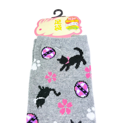 Dětské Tabi ponožky – Lucky Cat & Sakura | nízký střih | 5 barev | Japonský design