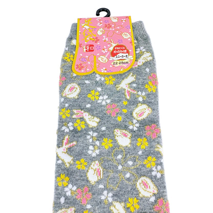 Tabi ponožky – Sakura & Usagi - šedá | Japonský design