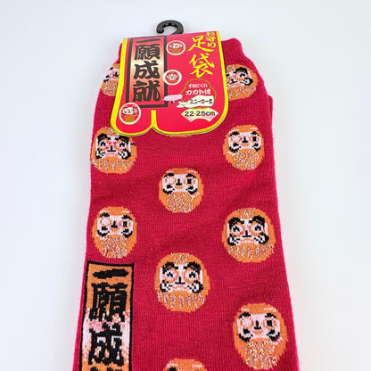 Tabi ponožky – Daruma & přání úspěchu | nízký střih | 4 barvy | Japonský design