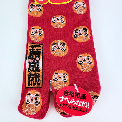Tabi ponožky – Daruma & přání úspěchu | nízký střih | 4 barvy | Japonský design