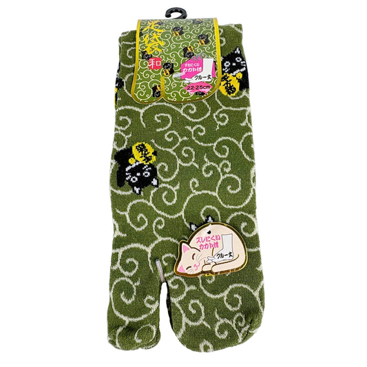 Tabi ponožky – Karakusa & černá kočka | Japonský design