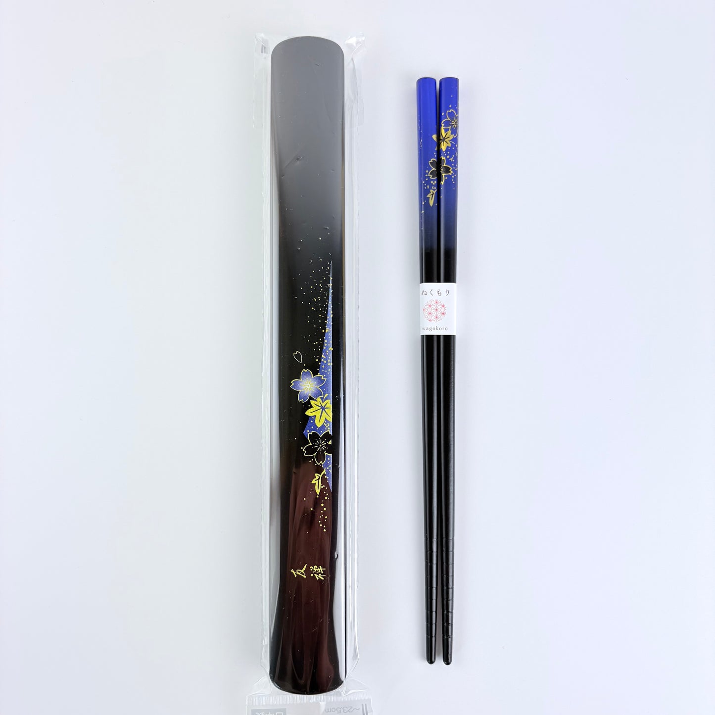Japonské jídelní hůlky Sakura s pouzdrem Wagokoro modré | Made in Japan