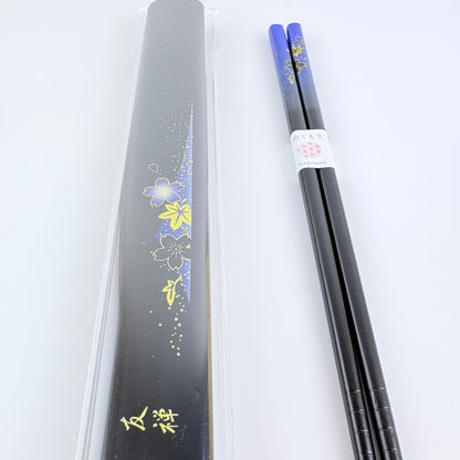 Japonské jídelní hůlky Sakura s pouzdrem Wagokoro modré | Made in Japan