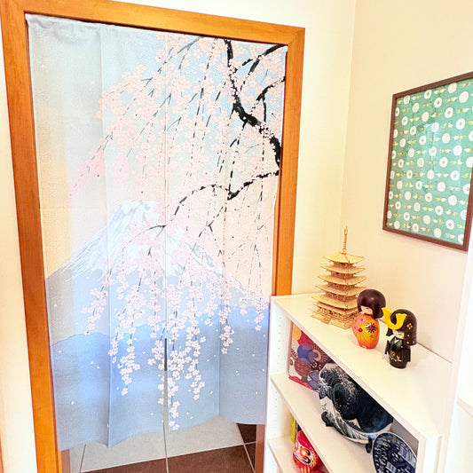 Noren závěs Fuji na jaře 85 × 150 cm | Made in Japan