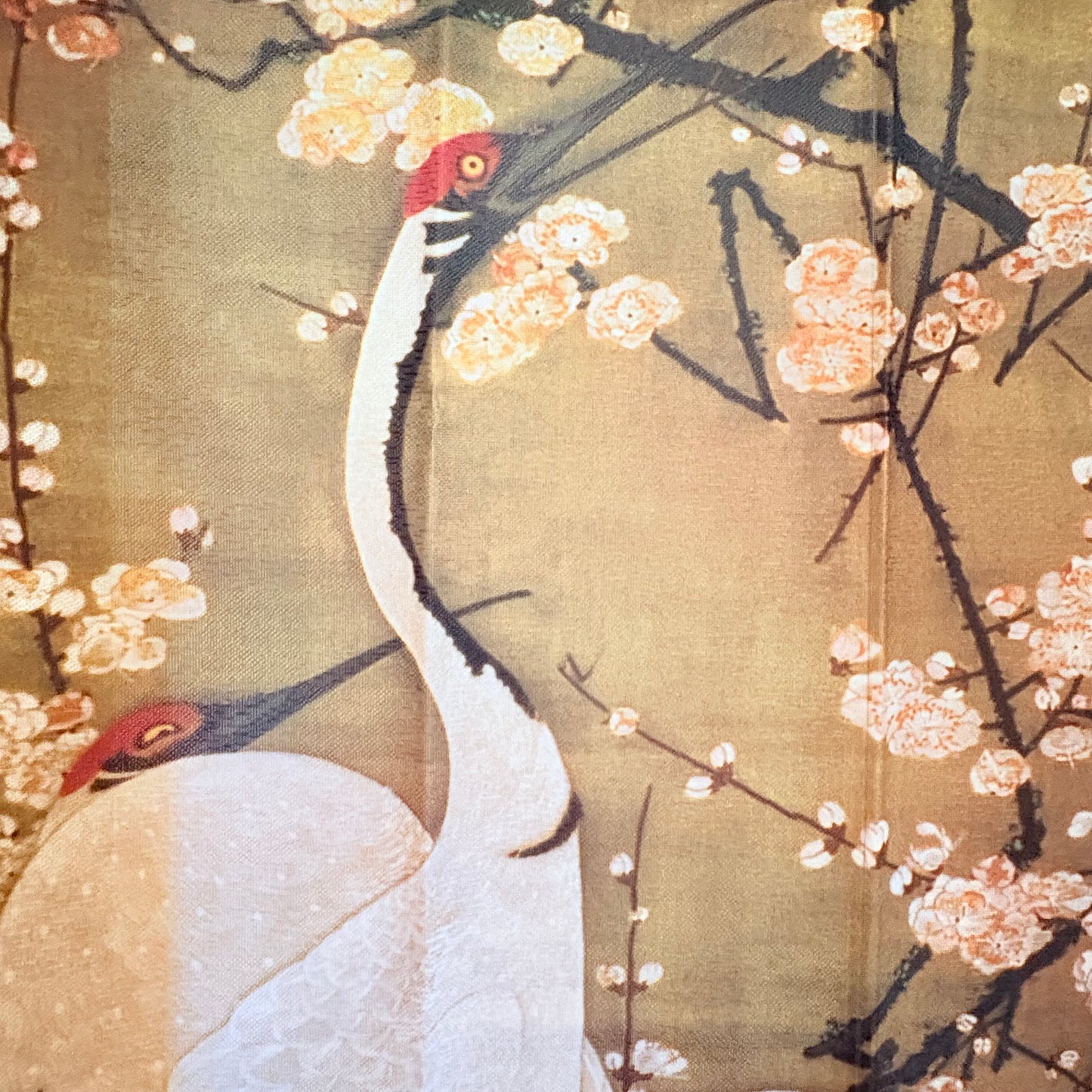 Noren závěs Jeřábi pod švestkovými květy 85 × 150 cm | Made in Japan